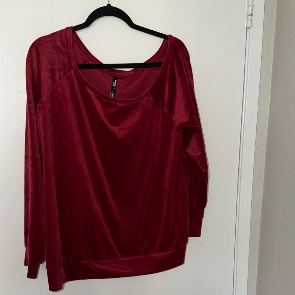 Torrid Rich Red Velour Sweatshirt